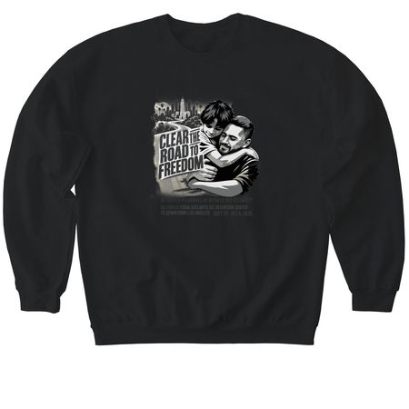 Clear the Road to Freedom B&W&nbsp;, a Black Softstyle Crewneck Sweatshirt