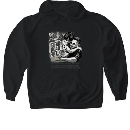 Clear the Road to Freedom B&W&nbsp;, a Black Gildan Softstyle Pullover Hoodie