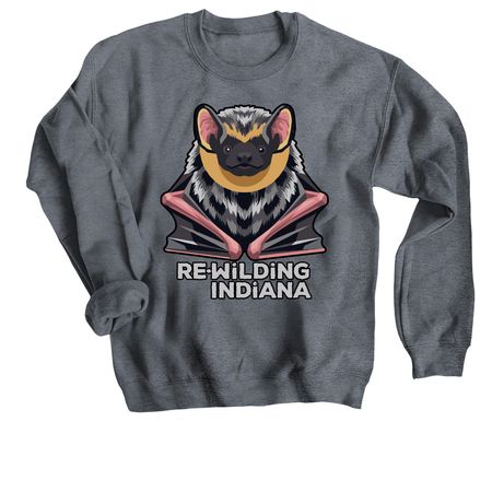 Hoary Bat, a Dark Heather Crewneck Sweatshirt