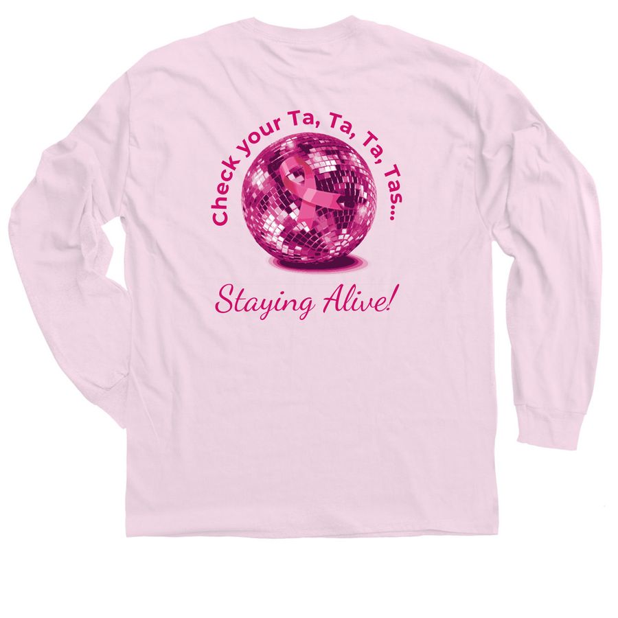 Staying Alive Team Store, a Light Pink Classic Long Sleeve Tee (back-view)