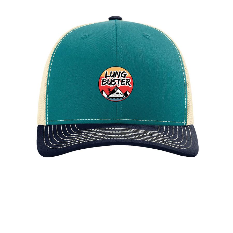Lungbuster Hats, a Blue Teal/ Birch/ Navy Printed Snapback Trucker Cap