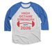High Octane Strength, a Vintage Royal and Heather White 3/4 Sleeve Baseball Tee