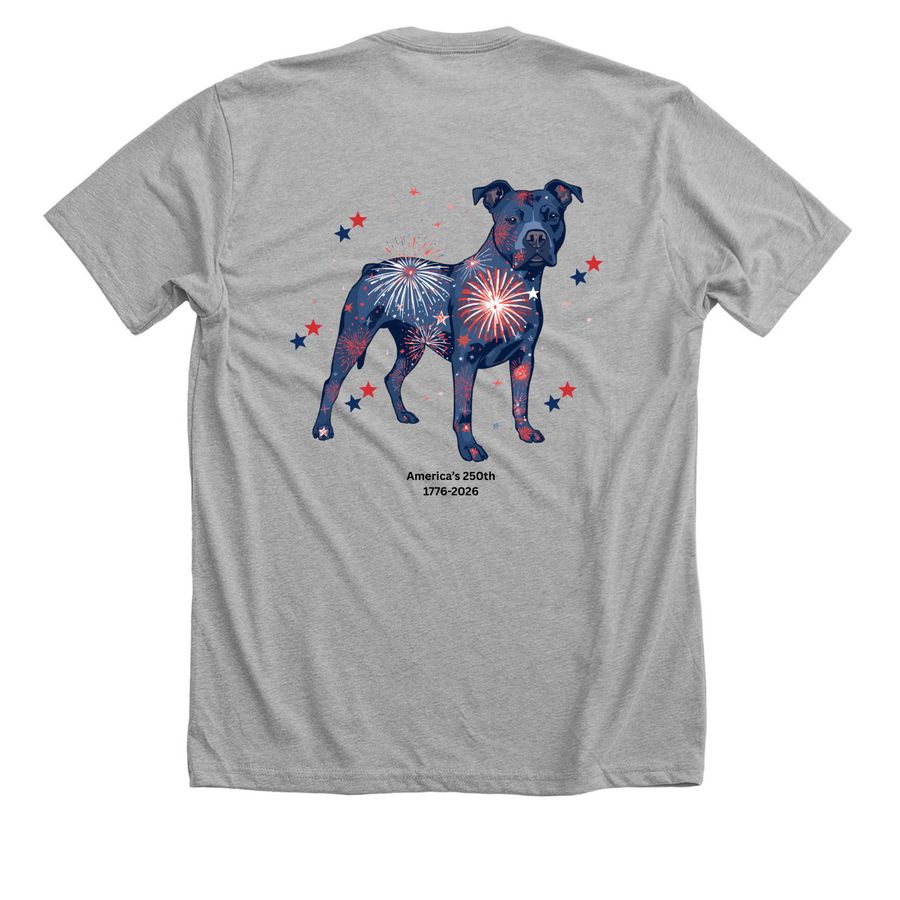 4th of July&nbsp;, a Athletic Heather Premium Unisex Tee (back-view)
