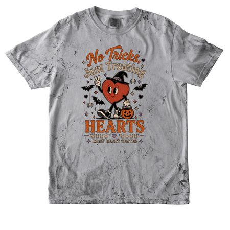 no tricks, just treating hearts, a Smoke Comfort Colors Colorblast Tee