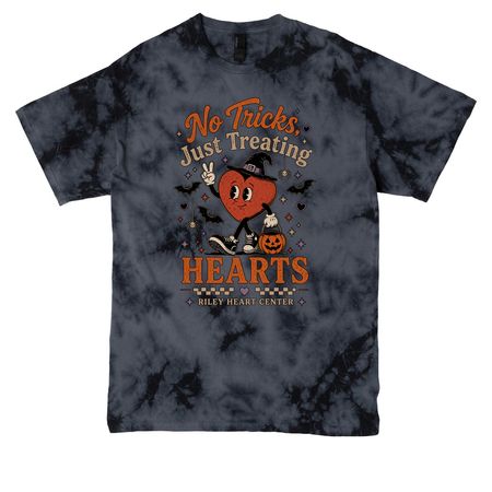 no tricks, just treating hearts, a Black Crystal Tie Dye Tee