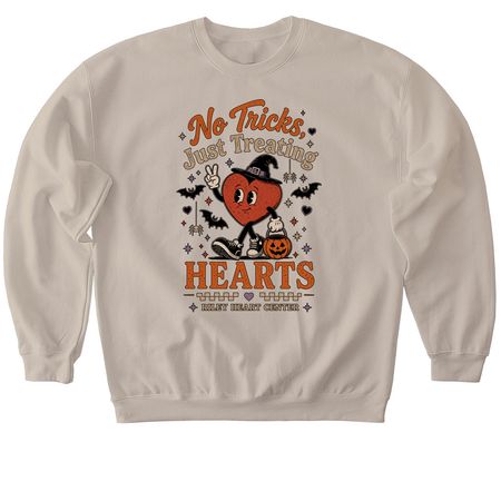 no tricks, just treating hearts, a Sand Softstyle Crewneck Sweatshirt