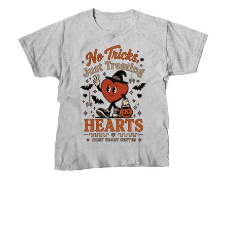 no tricks, just treating hearts, a Sport Grey Youth Unisex Tee