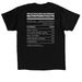 Nutrition Facts: Guardian Edition, a Black Classic Unisex Tee (back-view)