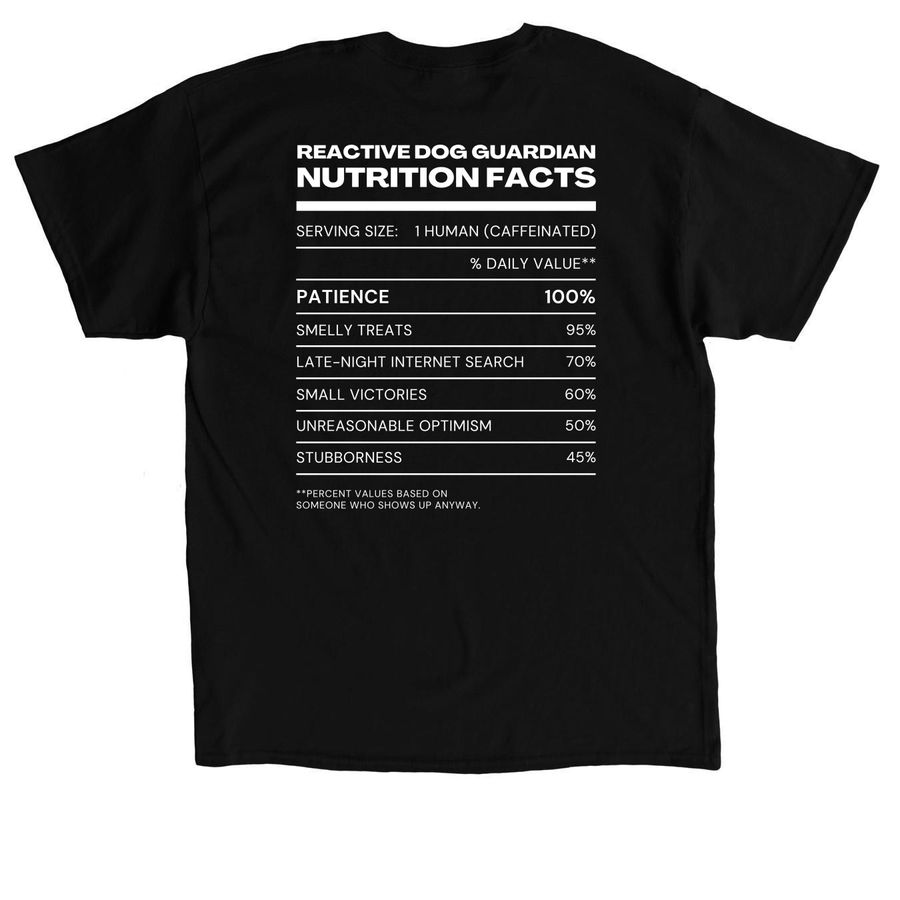 Nutrition Facts: Guardian Edition, a Black Classic Unisex Tee (back-view)