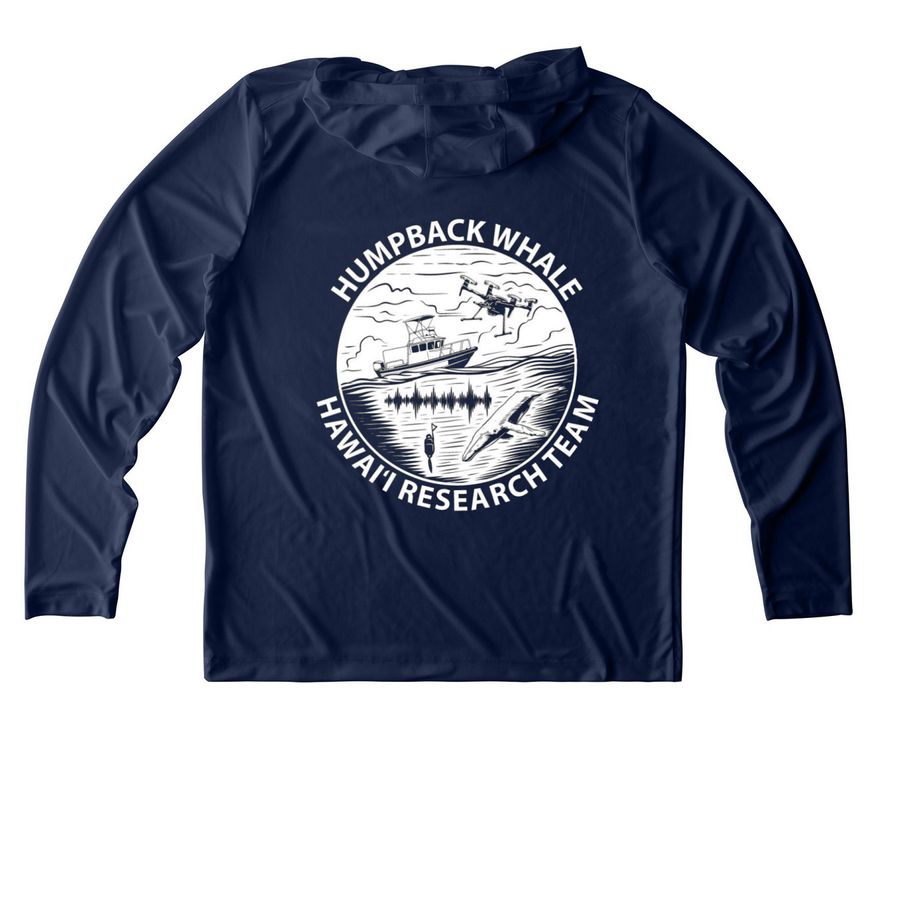 Whale Research Fieldwork Gear, a True Navy UV Performance Long Sleeve Hoodie