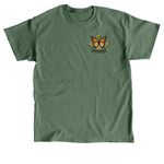 Honoring Lives, Supporting Futures, a Military Green Classic Unisex Tee (back-view)