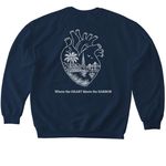 Where the HEART Meets the HARBOR-White Logo, a Navy Softstyle Crewneck Sweatshirt (back-view)