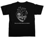 Where the HEART Meets the HARBOR-White Logo, a Black Comfort Colors Unisex Tee (back-view)