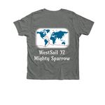 The Route, a Deep Heather Premium Youth Tee (back-view)