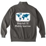 The Route, a Pepper Comfort Colors Quarter Zip Pullover (back-view)