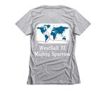 The Route, a Dark Heather Grey Women's Slim Fit Tee (back-view)