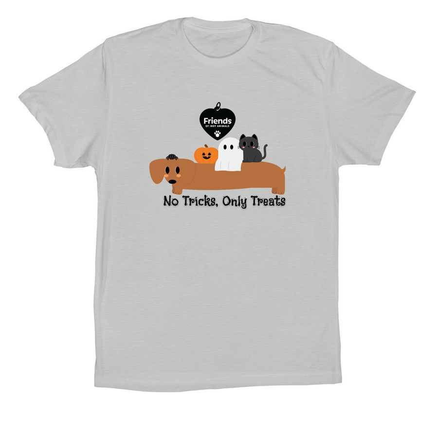 No Tricks, Only Treats, a Silver Premium Cotton Tee