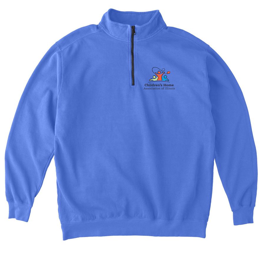 CHAIL Logo- Left Chest&nbsp;, a Flo Blue Comfort Colors Quarter Zip Pullover