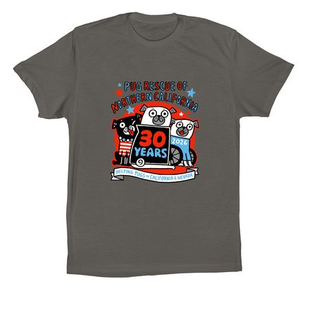 Celebrating 30 Years of Pug Rescue, a Asphalt Premium Cotton Tee