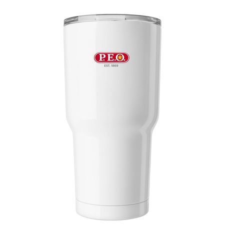 Tumbler, a White Insulated Tumbler (back-view)