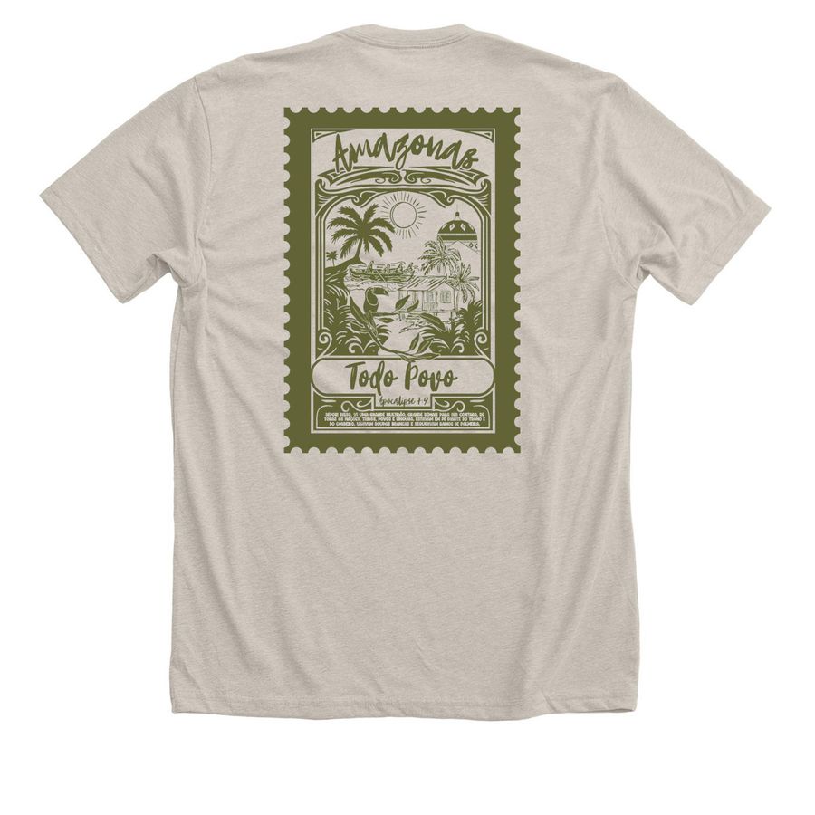 2026 Beige Design, a Heather Dust Premium Unisex Tee (back-view)