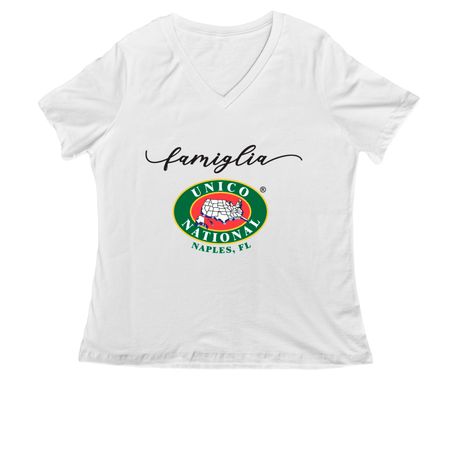 UNICO Naples White T-Shirts - FAMIGLIA, a White Women's Relaxed V-Neck Tee