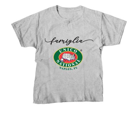 UNICO Naples White T-Shirts - FAMIGLIA, a Sport Grey Youth Unisex Tee