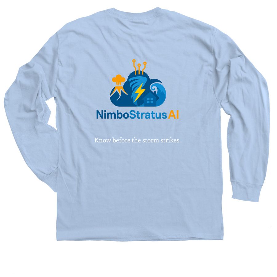 NimboStratusAI, a Light Blue Classic Long Sleeve Tee (back-view)