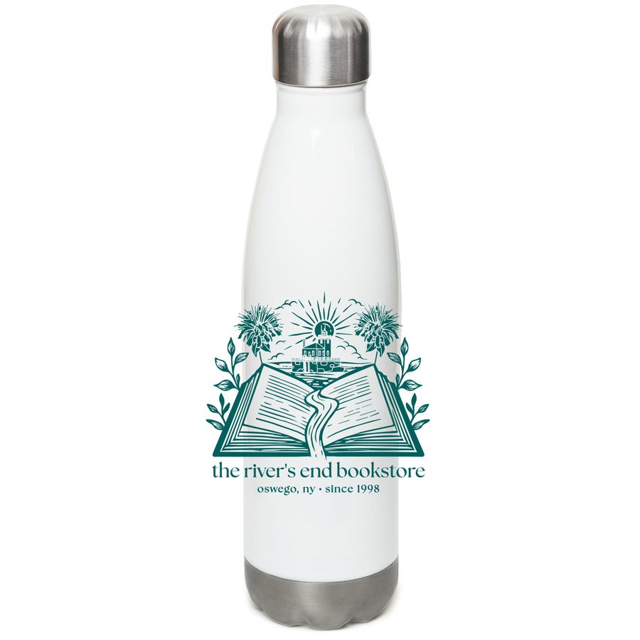 river's end bookstore water bottle, a White Stainless Steel Water Bottle