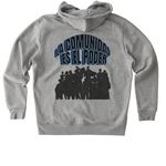 La Comunidad es el Poder&nbsp;? Hoodie, a Heather Grey Stanley/Stella Unisex Cultivator 2.0 Zip Up Pullover Hoodie (back-view)