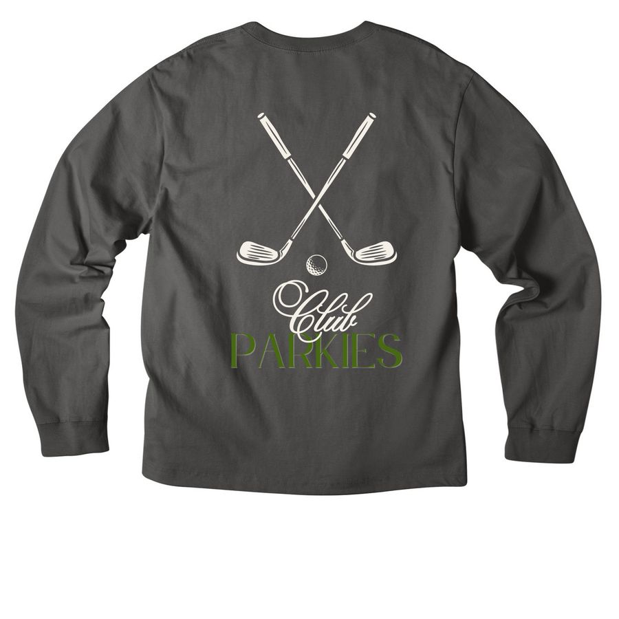Club Parkies Tournament Swag, a Asphalt Unisex Heavyweight Long Sleeve Tee (back-view)