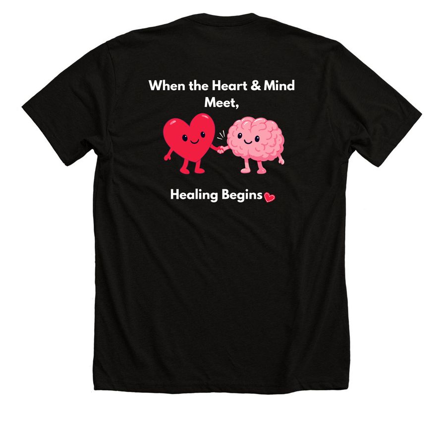 Heart & Mind&nbsp;, a Solid Black Blend Premium Unisex Tee (back-view)