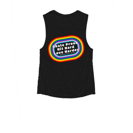 Skate Proud, Hit Hard, Love Harder, a Black Women's Muscle Tank