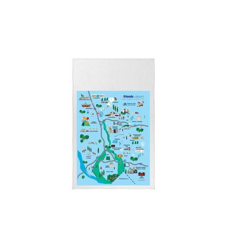 75th Anniversary Map Tea Towel, a White Tea Towel