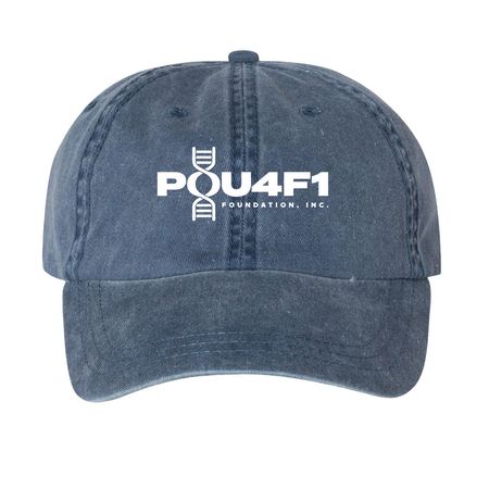Vintage Hat with White Logo, a Navy Printed Pigment Dye Baseball Cap
