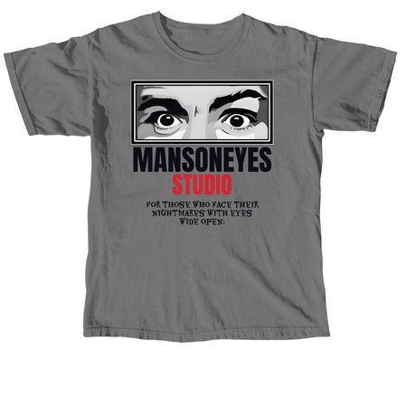 MANSONEYES Studio Logo "Nightmares", a Grey Comfort Colors Unisex Tee