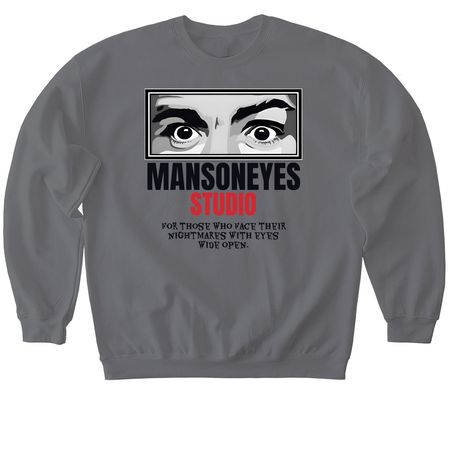 MANSONEYES Studio Logo "Nightmares", a Charcoal Softstyle Crewneck Sweatshirt