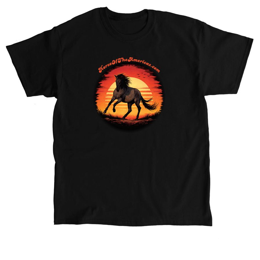 Horse of the Americas Retro Sunset, a Black Classic Unisex Tee