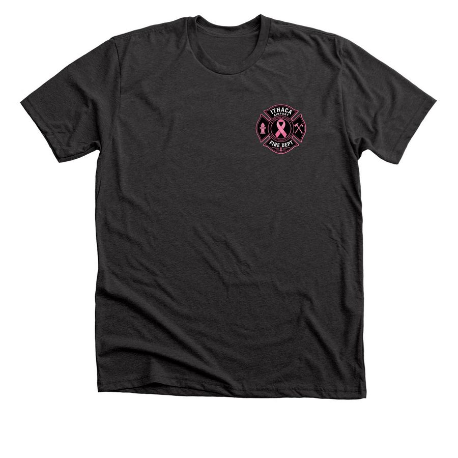 Ithaca Airport Fire Takes On Breast Cancer, a Dark Grey Heather Premium Unisex Tee