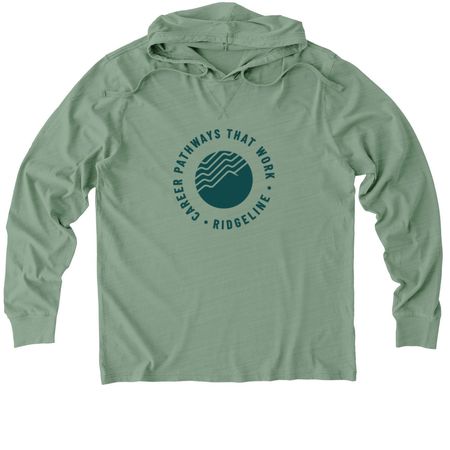 Ridgeline Specialty Tees and Hoodies, a Lichen Green Allmade Organic Cotton Mineral Dye Hoodie Tee