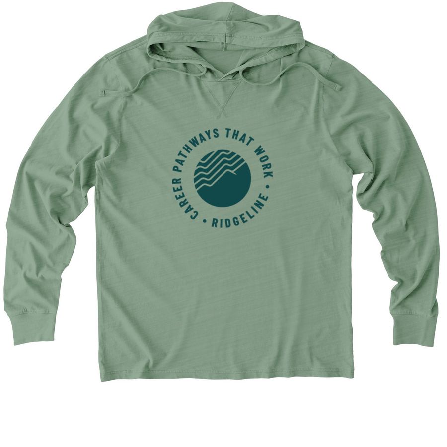 Ridgeline Specialty Tees and Hoodies, a Lichen Green Allmade Organic Cotton Mineral Dye Hoodie Tee