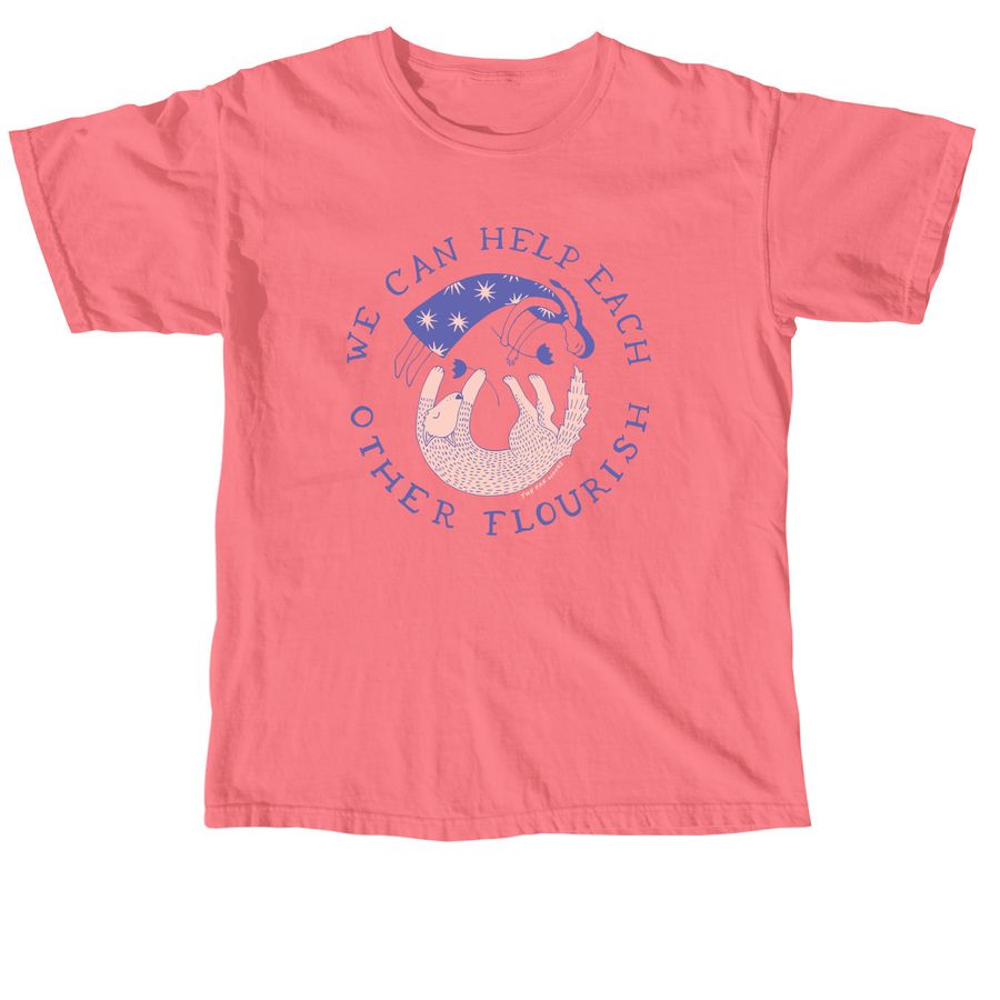 We Can Help Each Other Flourish, a Watermelon Comfort Colors Unisex Tee