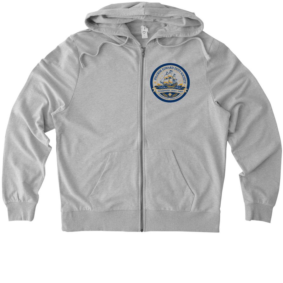 Pilgrim Edward Doty Society - Hoodie, a Granite Grey Heather Allmade Organic French Terry Zip Up Hoodie