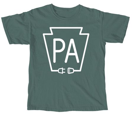 PA Unplugged Keystone Logo, a Blue Spruce Comfort Colors Unisex Tee