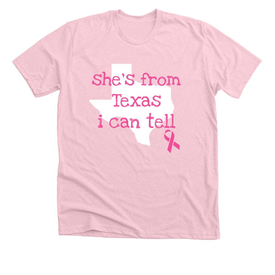 Representing Texas while supporting our cause, a Heather Pink Premium Unisex Tee