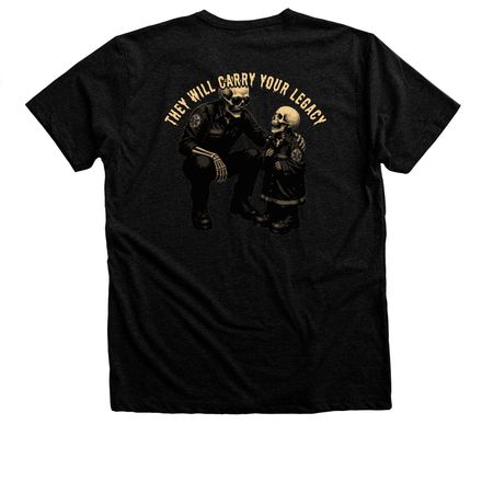CARRY ON, a Black Heather Premium Unisex Tee (back-view)