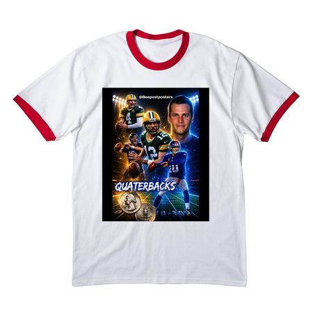 Quarterback Legends, a White/ Red Cotton Ringer Tee