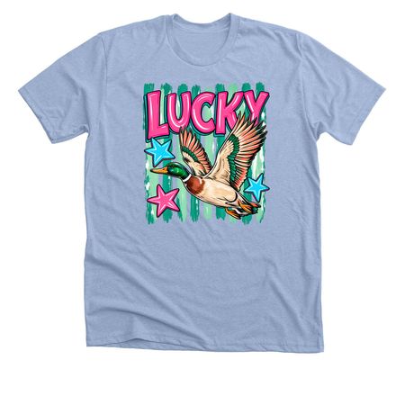 lucky duck, a Heather Baby Blue Premium Unisex Tee