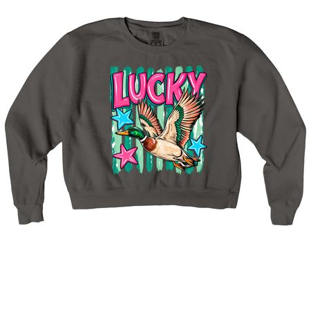 lucky duck, a Pepper Comfort Colors Women's Crewneck Sweatshirt