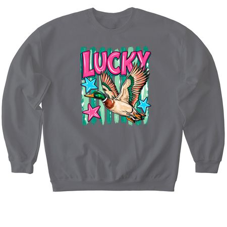 lucky duck, a Charcoal Softstyle Crewneck Sweatshirt